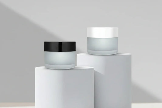 50GM Clear Frosted Glass Jar with Black / White Cap