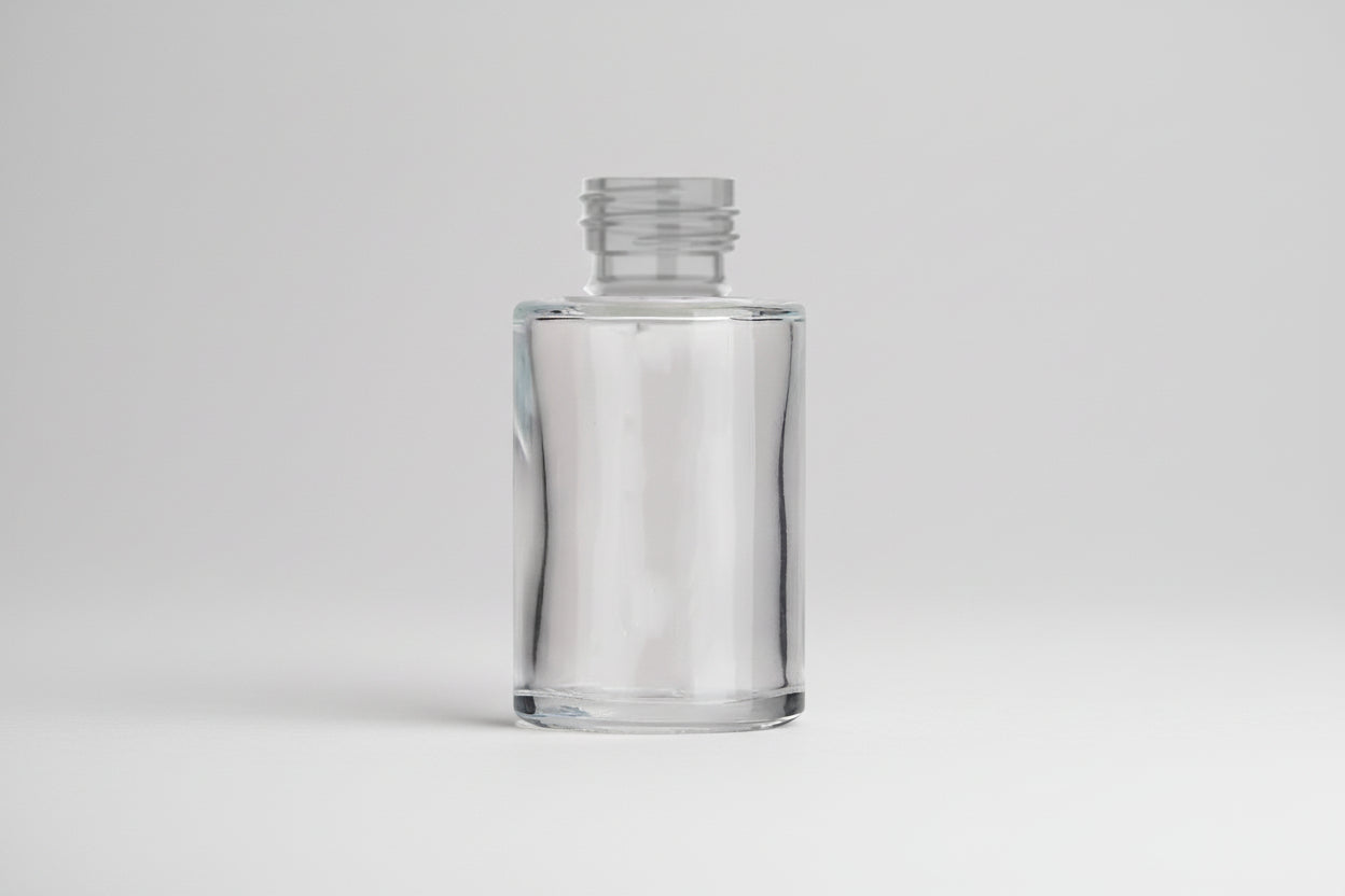 Aesthetic Pack – 100ml Clear Flat Shoulder Glass Bottle (20mm Neck)