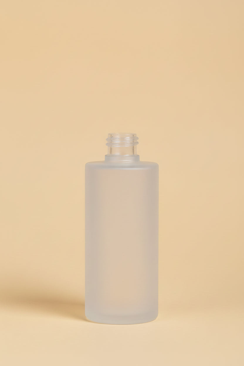 Aesthetic Pack – 100ml Clear Frosted Flat Shoulder Glass Bottle (24mm Neck)