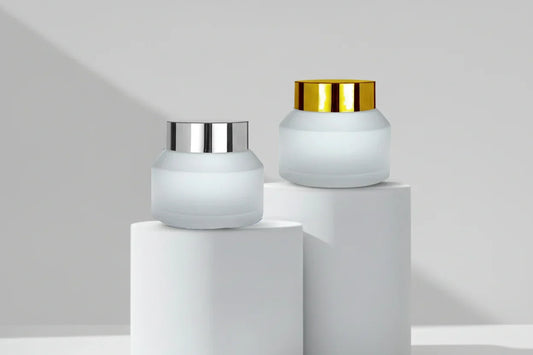 50GM Slant Clear Frosted Glass Jar with Golden / Silver Cap