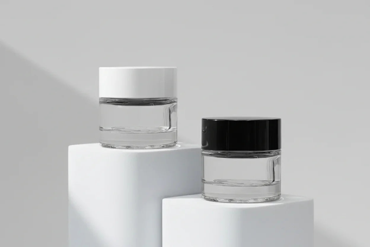 100GM Clear Glass Jar with Black / White Cap