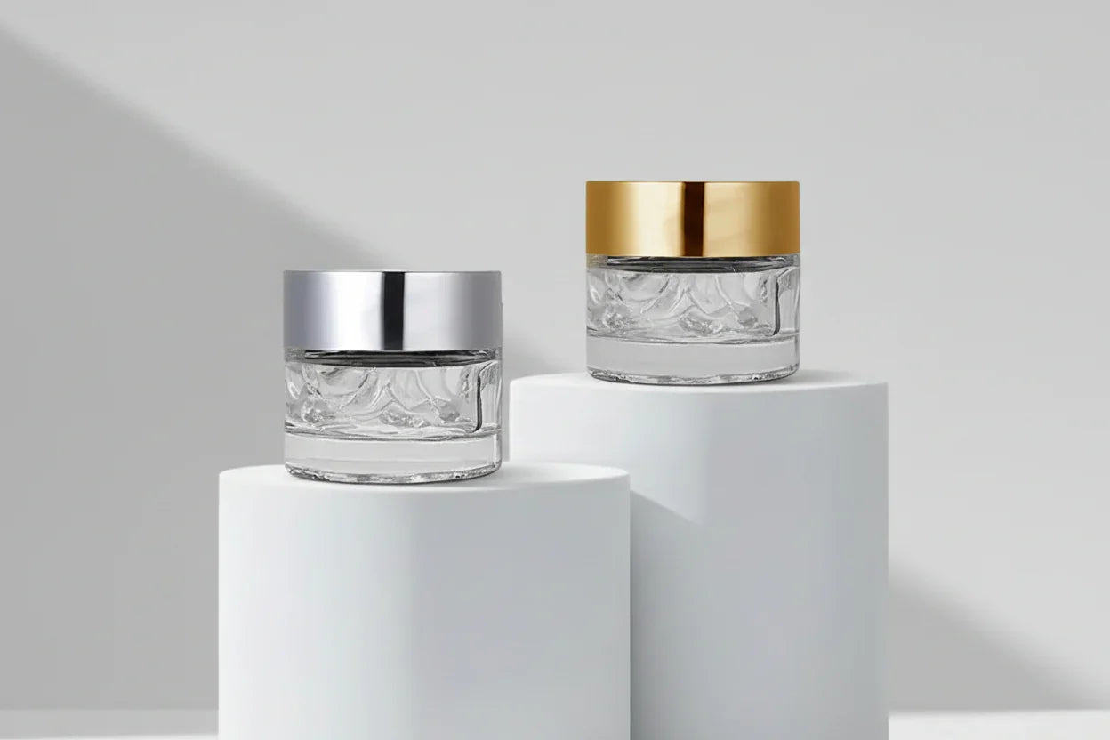 15GM Clear Glass Jar with Matt Golden / Matt Silver Cap