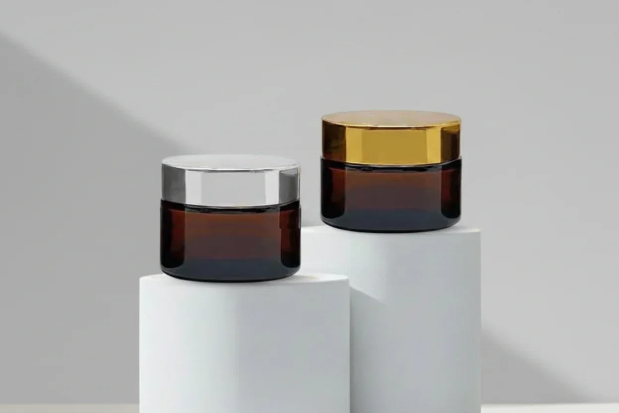 10GM Amber Glass Jar with Golden / Silver Cap