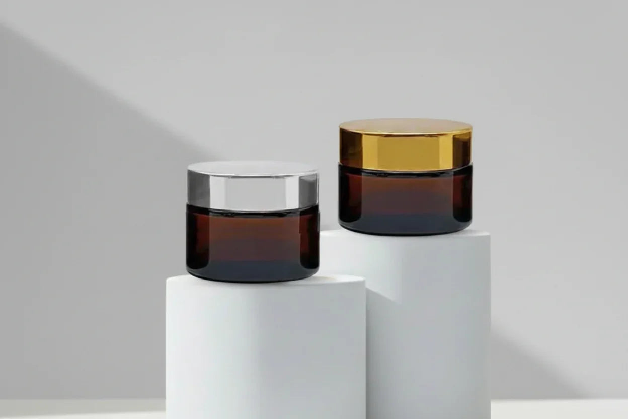 30GM Amber Glass Jar with Golden / Silver Cap