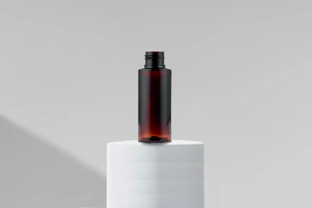 100ML Sleek Amber Transparent Cosmetic Plastic Bottle 24mm