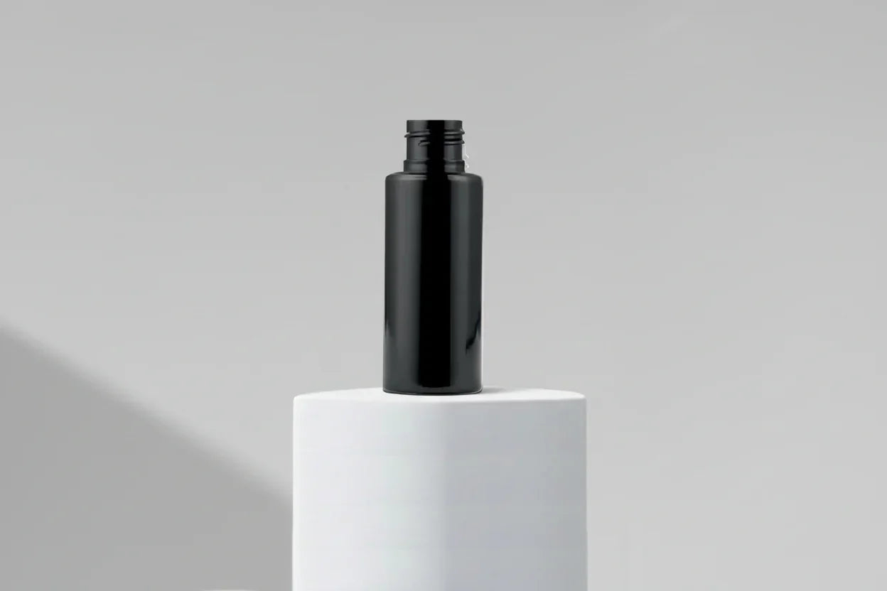 60ML Sleek Black Color Cosmetic Plastic Bottle 24mm
