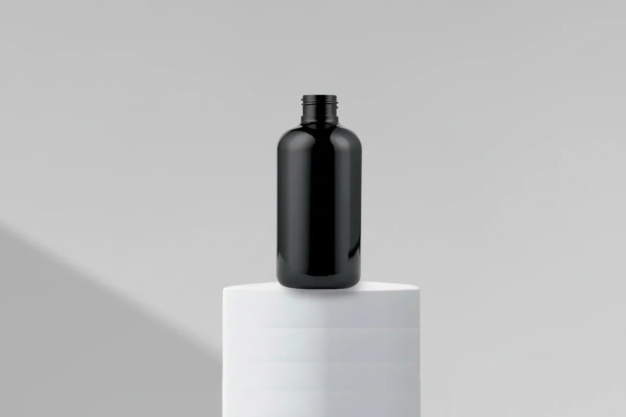 200ML Boston Black Plastic Bottle 24mm