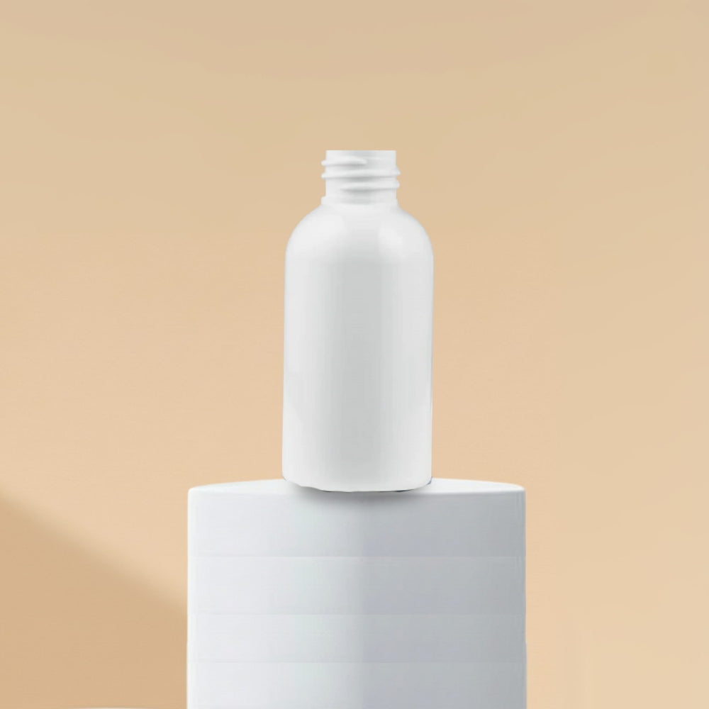 100ML Boston Milky White Plastic Bottle 24mm
