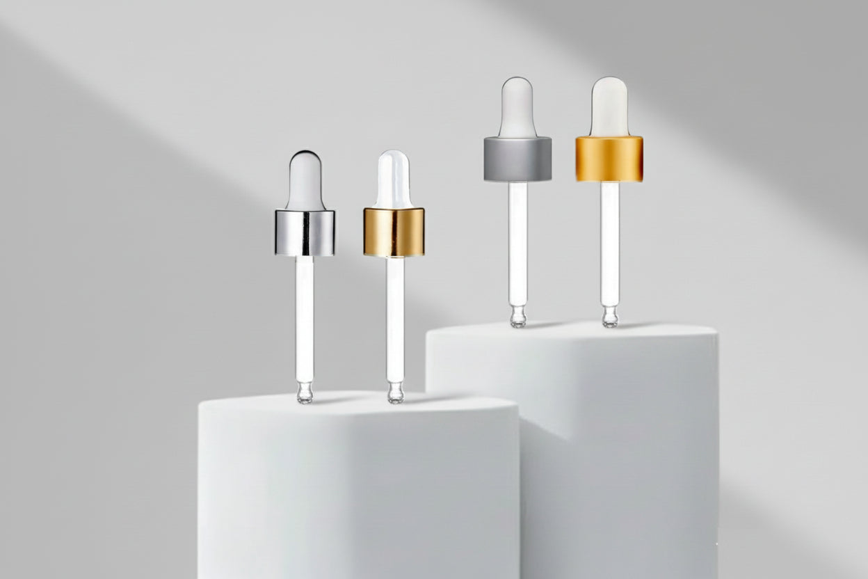 Aesthetic Pack – 18mm Golden & Silver Dropper with White Rubber Teat
