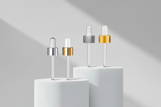 20mm Golden & Silver Dropper with White Rubber Teat | Premium Cosmetic Packaging
