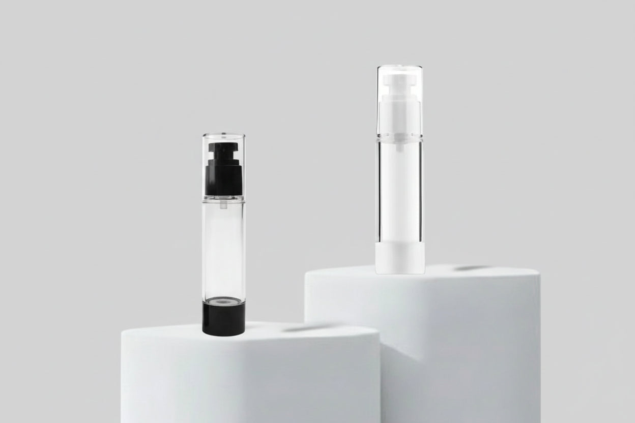 Airless Bottle Aesthetic Pack 50ml Black& White Airless Packaging Bottles Lotion Cream Pump