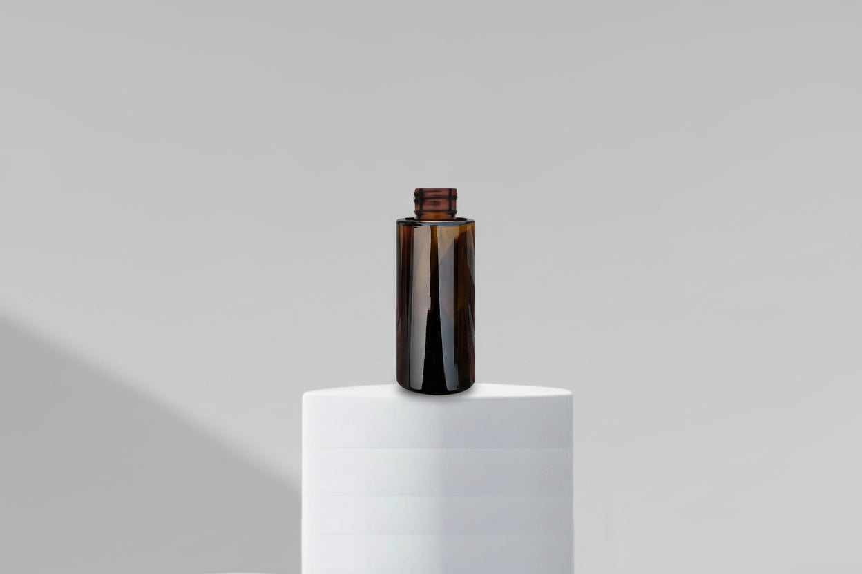 100 ml Amber Flat Shoulder Glass Bottle With 20mm Neck