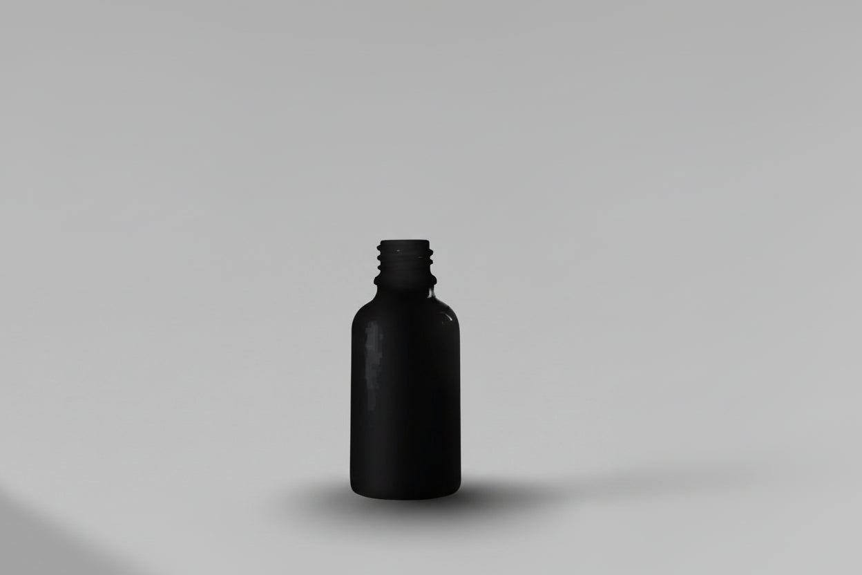 Aesthetic Pack 50ML Black Matte Glass Bottle – 18mm Neck
