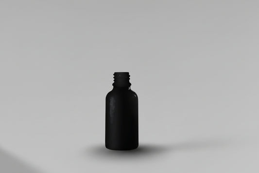 50ML Black Matte Glass Bottle – 18mm Neck