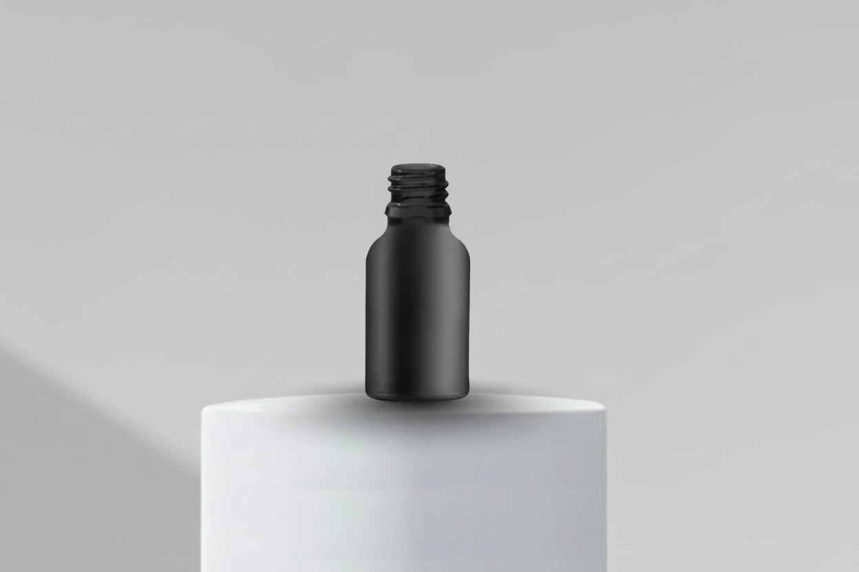 Aesthetic Pack 15ML Black Matte Glass Bottle – 18mm Neck