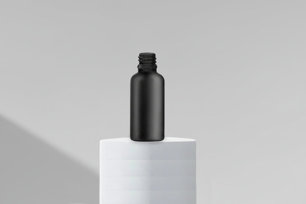 Aesthetic Pack 30ML Black Matte Glass Bottle – 18mm Neck