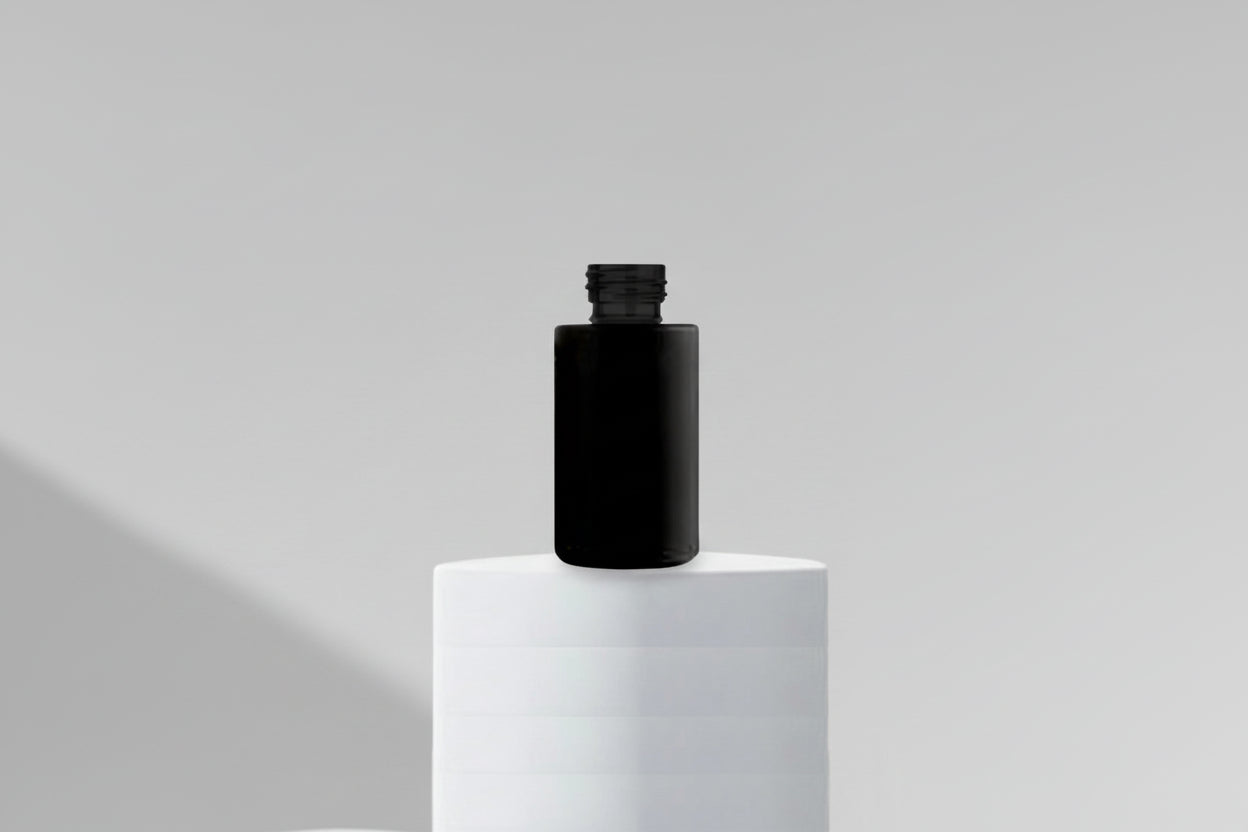 Glass Bottle-Aesthetic Pack 30ML Black Matte Flat Shoulder Glass Bottle – 20mm Neck