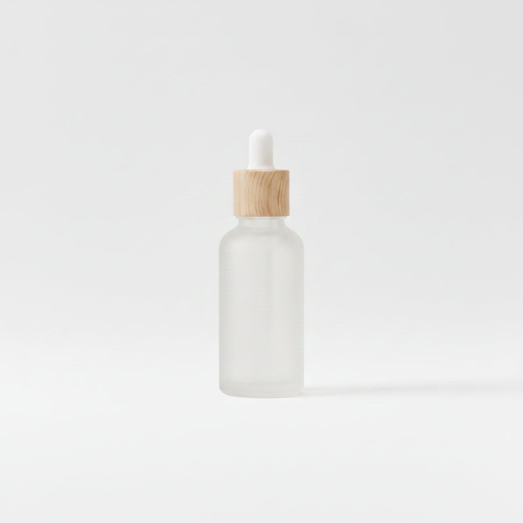 30 ml Clear Frosted Wooden Glass Dropper Bottles (18 mm Neck)