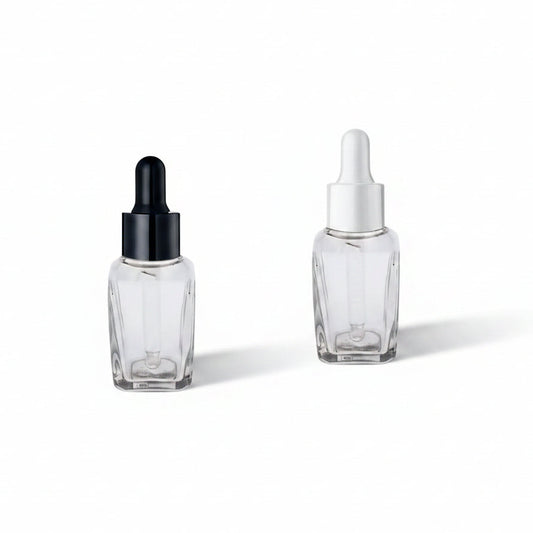 30ML Clear Square Glass Bottle with 18mm Dropper