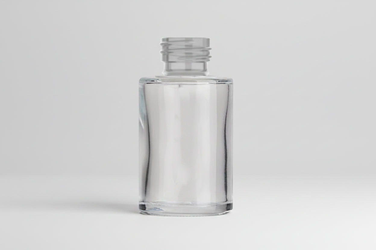 Aesthetic Pack – 50ml Clear Flat Shoulder Glass Bottle (20mm Neck)