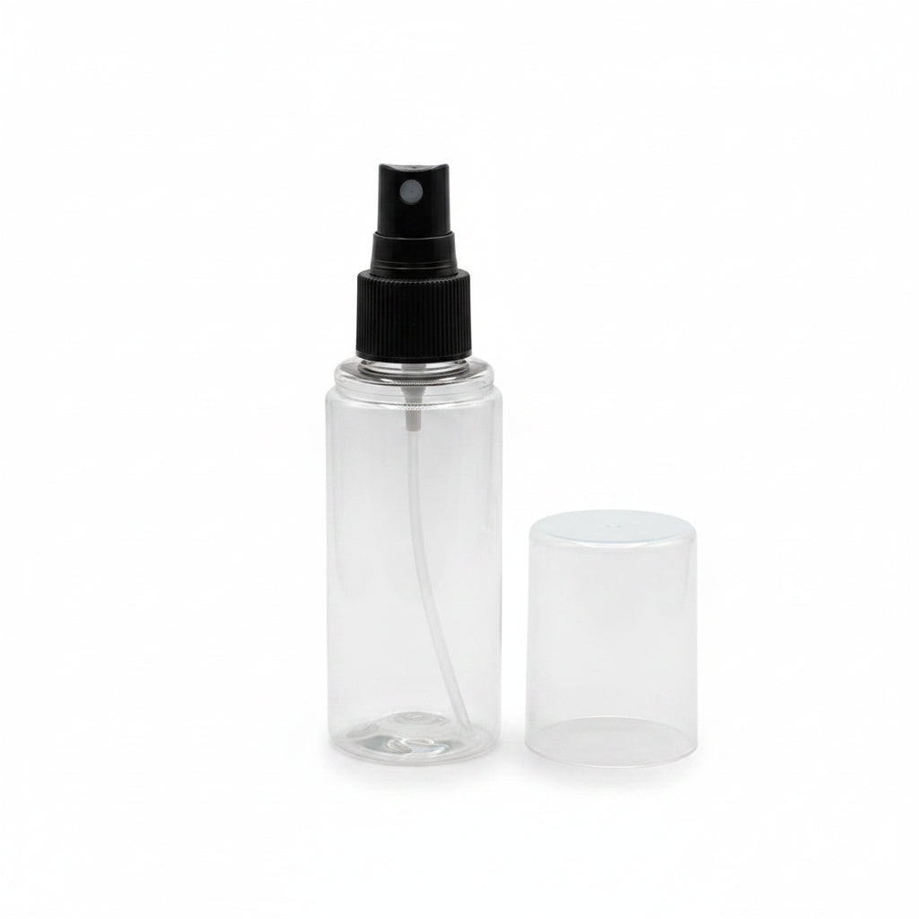 Pet Bottle 100ML PET Milan Bottle Clear with 24/410 Mist Pump and Over Cap Clear – Ideal for Skincare, Haircare, and Personal Care Products