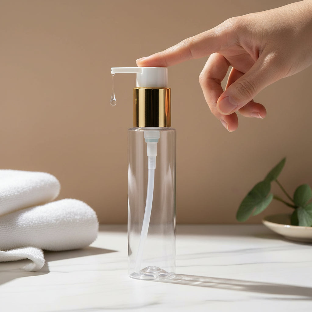 100 ml PET Sleek Bottle with 24/410 Long Beak Pump for Serums Oils