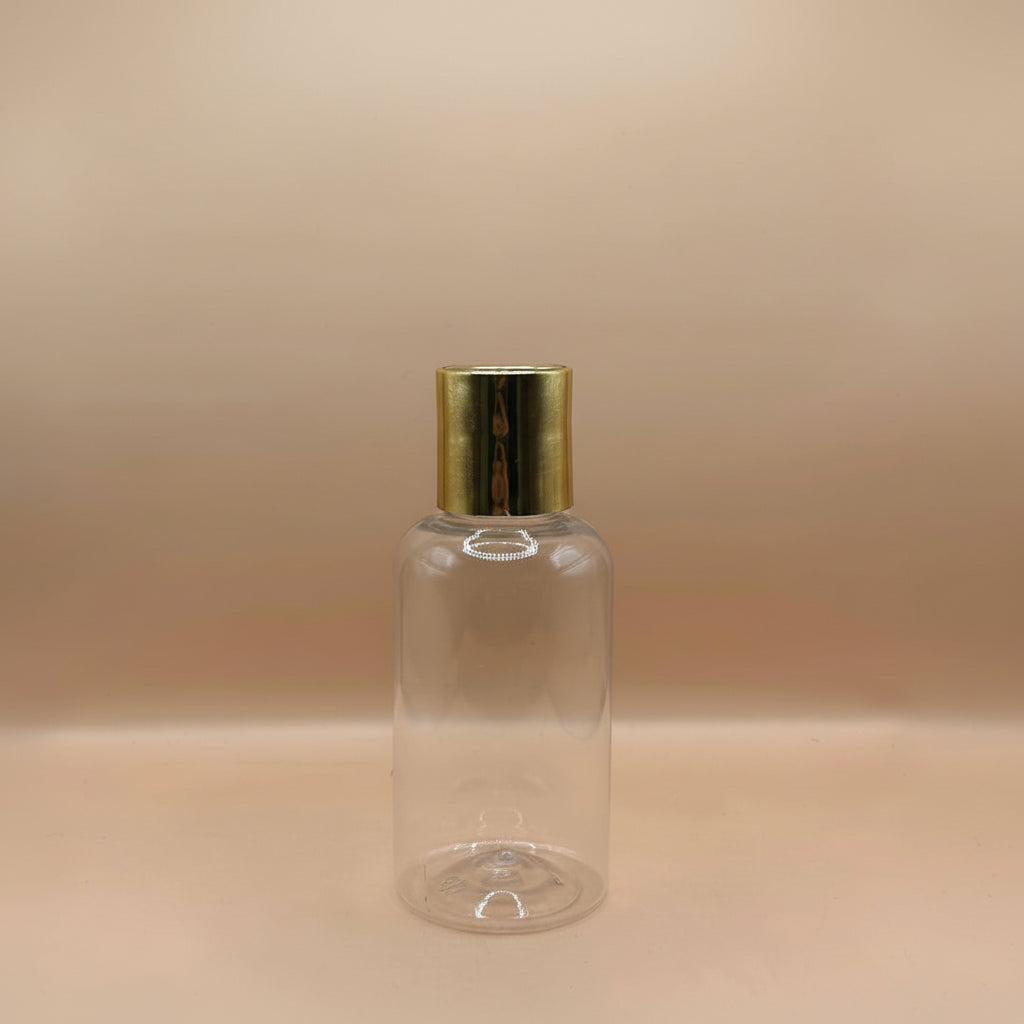 Pet Bottle AP 100ML PET Boston Bottle with 24/410 Disc-Top Cap Golden Coating | Perfect for Skincare & Personal Care