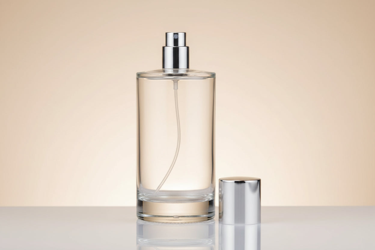 Glass Bottle 100 ml Liril Perfume Glass Bottle + Silver Pump + Silver Plastic Cap + Crimping Tool AP