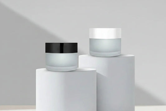 30GM Clear Frosted Glass Jar with Black and White Cap