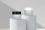 30GM Clear Frosted Glass Jar with Black and White Cap
