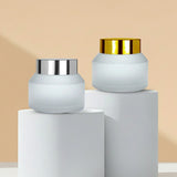 50g Slant Clear Frosted Jar with Golden or Silver Cap