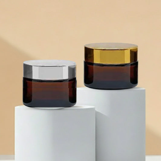 30GM Amber Glass Jar with Golden or Silver Cap