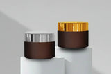 50GM Amber Frosted Glass Jar with Golden / Silver Cap