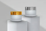 50gm Clear Frosted Glass Jar Imported with Glossy Golden or Silver Cap