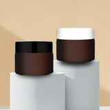 50GM Amber Frosted Glass Jar with Black or White Cap