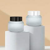 50g Slant Clear Frosted Jar with Black or White Cap
