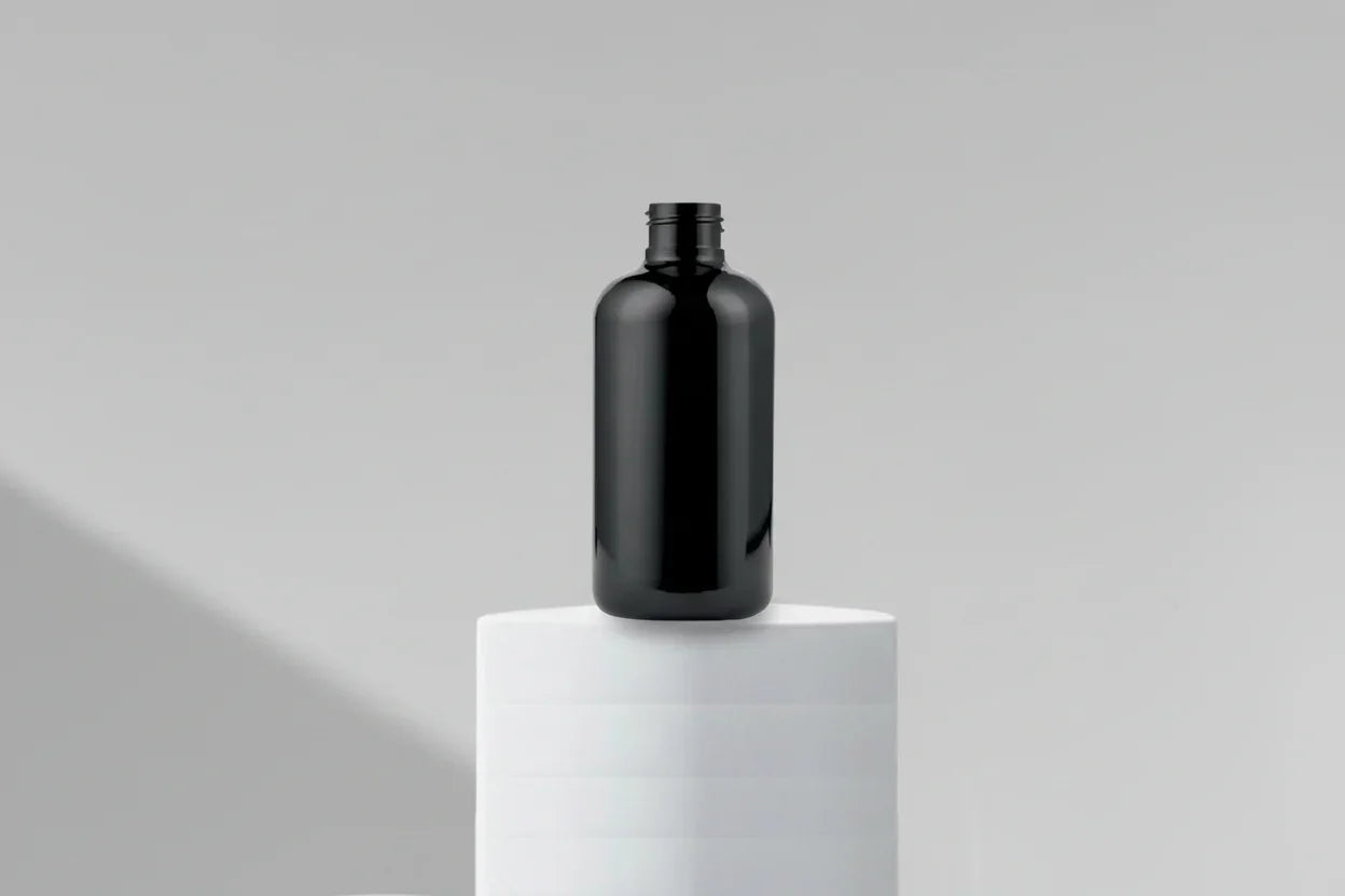 300ML Boston Black Plastic Bottle 24mm