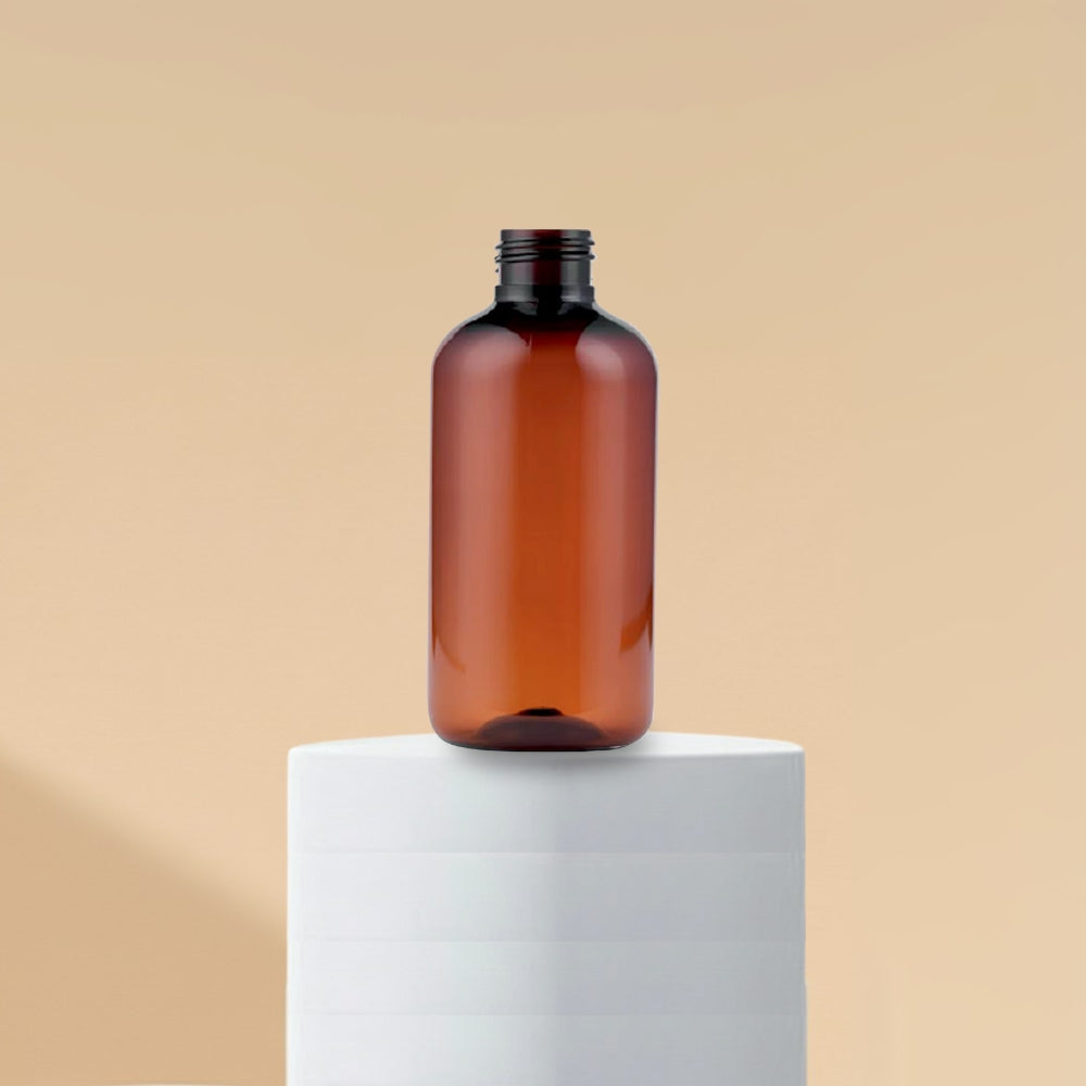 300ML Boston Amber Transparent Plastic Bottle 24mm