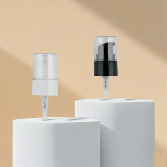 20mm Premium Z Cream Pump Black and White with Acrylic Over Cap