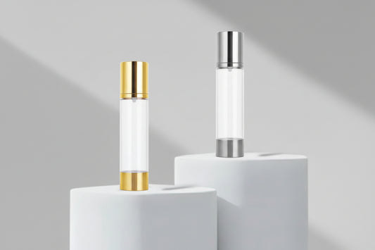 Aesthetic Pack 30ml Golden & Silver Glossy Airless Cosmetic Bottles