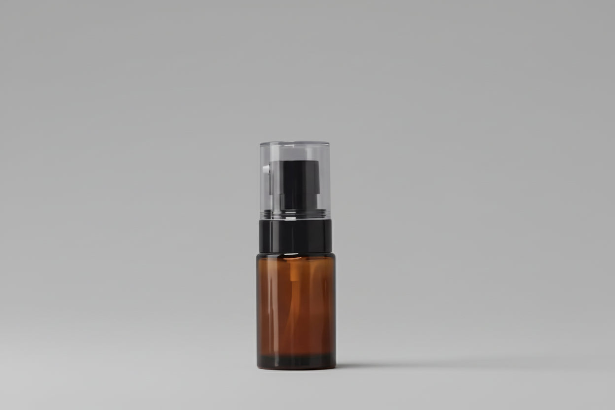 30 ML Amber Flat Shoulder Glass Bottle with NHR Serum Pump