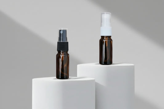 10ML Amber Glass Bottle With Black and White Mist Spray Pump