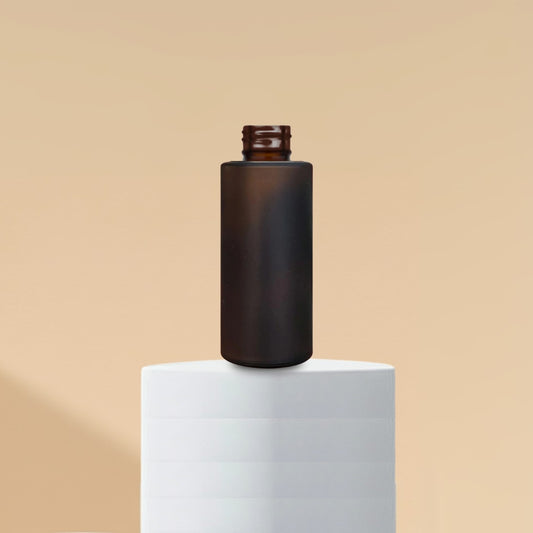 100 ml Amber Frosted Flat Shoulder Glass Bottle With 20mm Neck