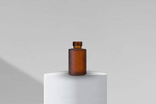 30 ml Amber Frosted Flat Shoulder Glass Bottle With 20mm Neck