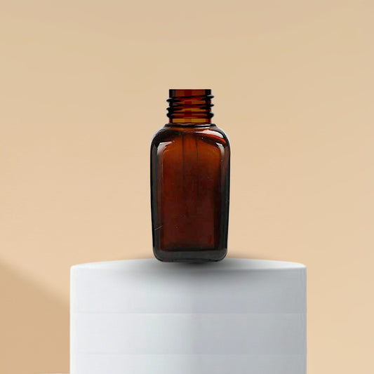 50 ml Amber Square Glass Bottle With 18mm Neck