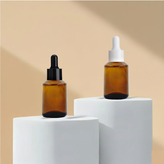 30ML Amber Slant Glass Bottle with Black and White Dropper 20mm