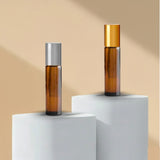 10ML Amber Roll On Glass Bottle with Golden and Silver Cap