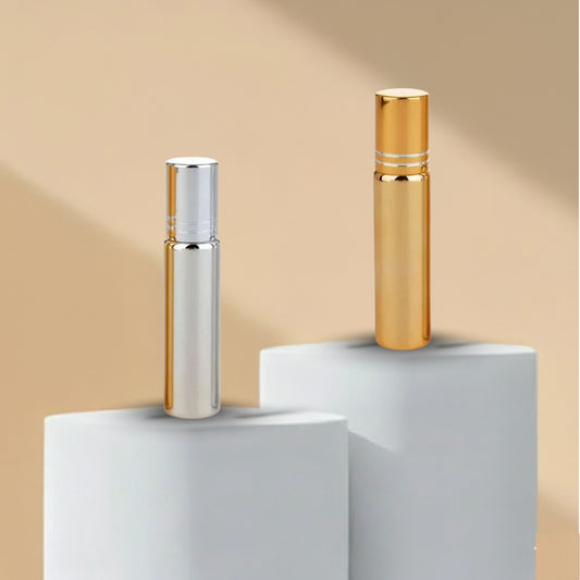 10ML Golden or Silver Roll On Glass Bottle with Golden or Silver Cap