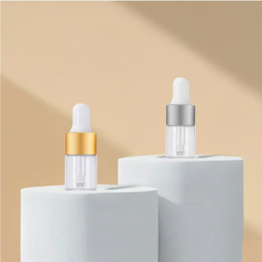 5ML Clear Borosilicate glass Bottle Golden Matt or Silver Matt Dropper