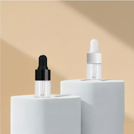 5ML Clear Borosilicate Glass Bottle with Black and White Glossy Dropper